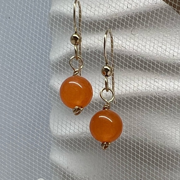 JADE 14K Gold Filled Earrings Tangerine Orange - Picture 5 of 13